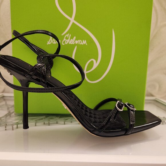 Sam Edelman "Trevin" Black Heeled Sandals. NIB. Size 9.5. Customer Return. - Picture 2 of 15